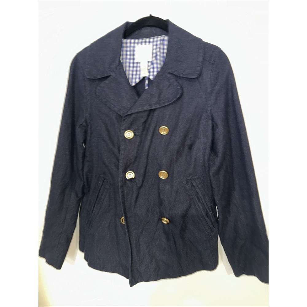J.Crew Women Double Breast Long Sleeve Jacket Navy Blue Metallic‎ Diza 4
